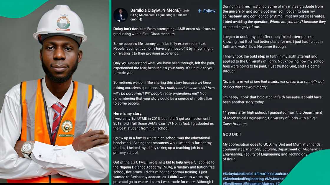 UNILORIN graduate shares real-life journey to first-class degree after writing UTME six times in the past.