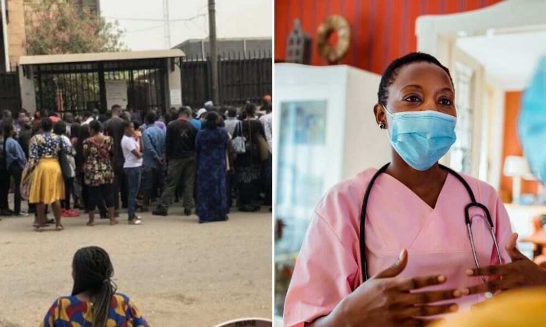 Nigerians Form Long Queue at Lagos UK Visa office