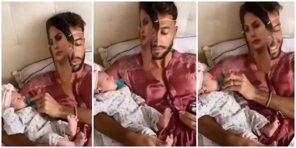 Man Wears Mask of Wife's Face to Make Baby Eat, Video Goes Viral, Social Media Reacts Man Wears Mask of Wife's Face to Make Baby Eat, Video Goes Viral, Social Media Reacts