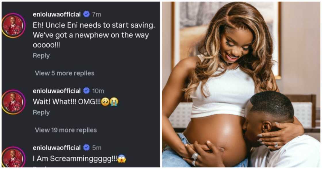 Enioluwa reveals Priscilla and Juma’s baby gender mistakenly in a post. Enioluwa reveals Priscilla and Juma’s baby gender mistakenly in a post.