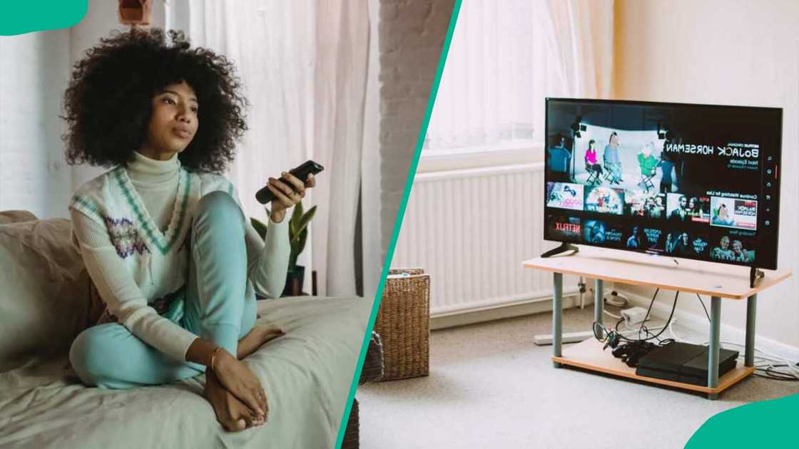 A lady watching TV A lady watching TV