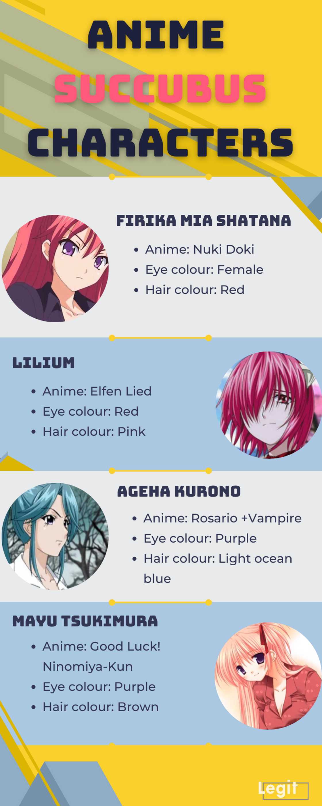 Popular anime succubus characters