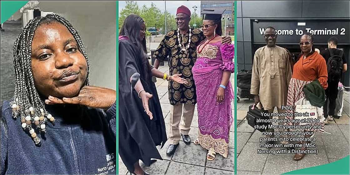 Nigerian lady flies her parents to UK