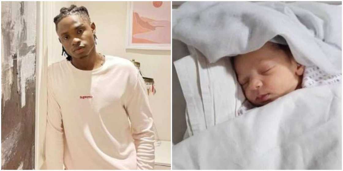 Baby Daddy Gang: Nigerian Rapper Lil Kesh Reportedly Becomes First Time Father, Shares Cute Photo of New Born