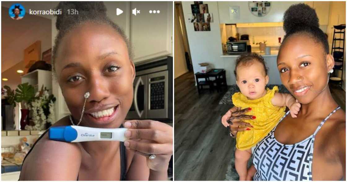 Korra Obidi shares pregnancy test result after having 2nd daughter. Korra Obidi shares pregnancy test result after having 2nd daughter.