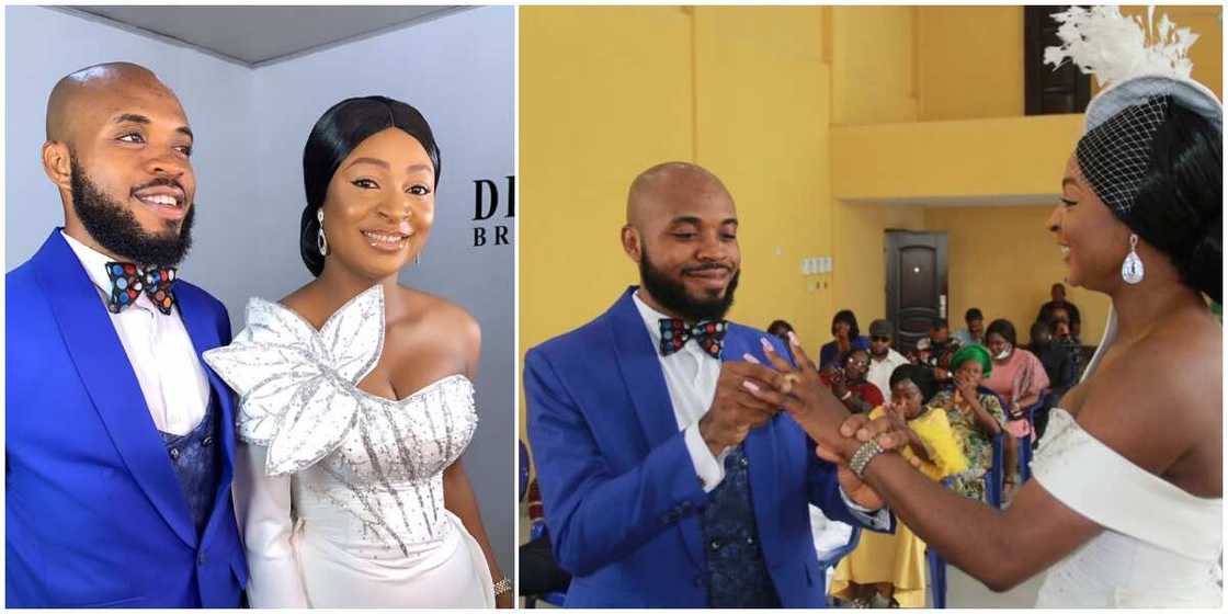 Newly wedded Nigerian man shares cute photos from his private white wedding that cost N20,500, says marriage is cheap