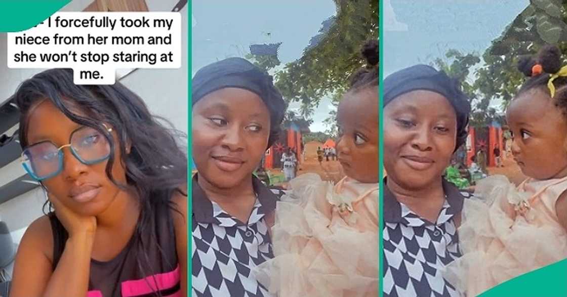 Little girl reacts after aunt took her away from mum