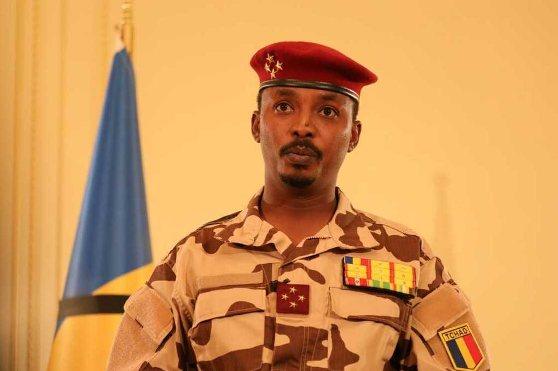 In April 2021, General Mahamat Idriss Deby delivered an address after taking the reins from his father, President Idriss Deby Itno In April 2021, General Mahamat Idriss Deby delivered an address after taking the reins from his father, President Idriss Deby Itno