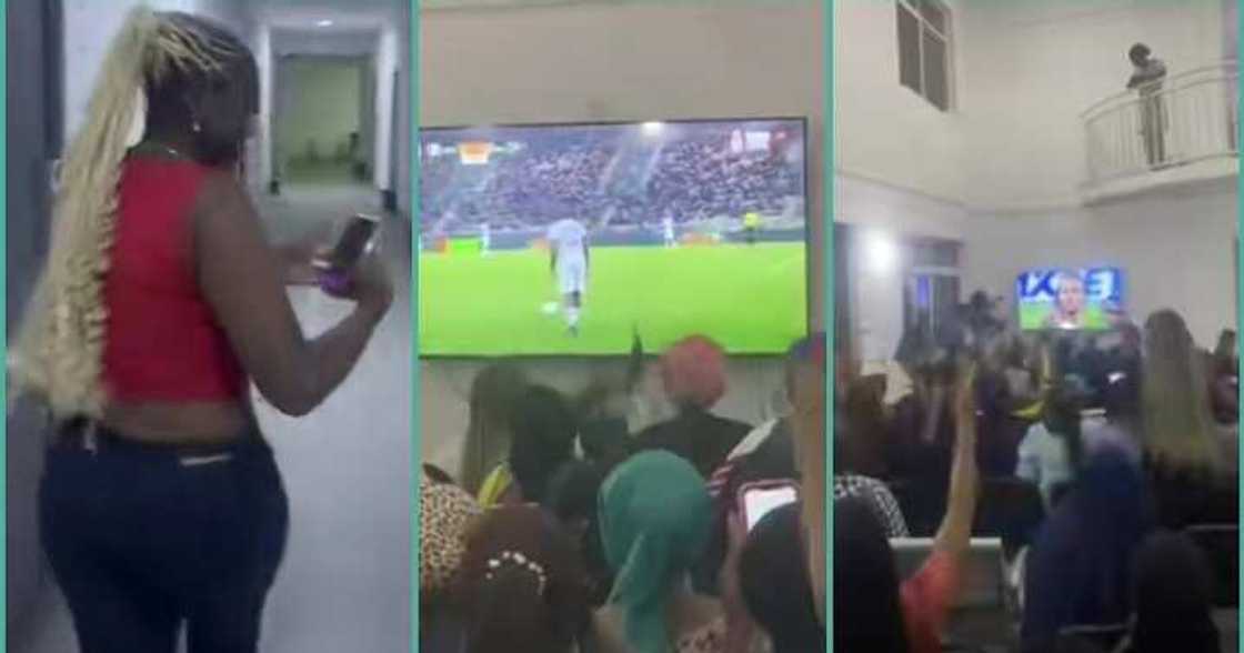 Excited female students celebrate in hostel following Nigeria's win Excited female students celebrate in hostel following Nigeria's win