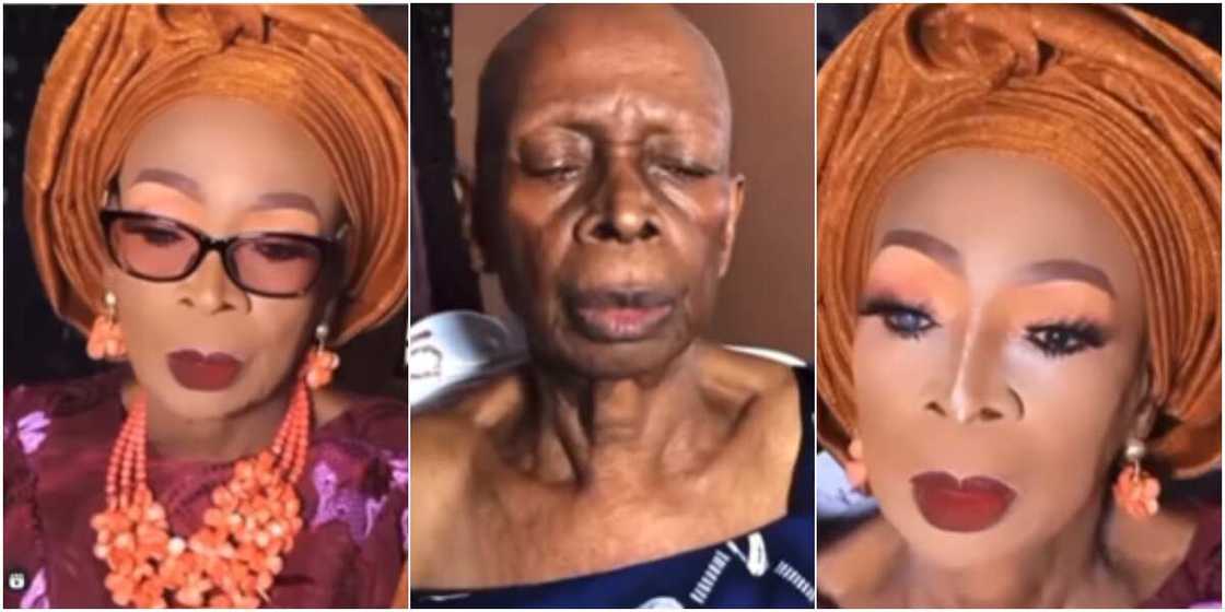 A makeup artist transformed the woman's face A makeup artist transformed the woman's face