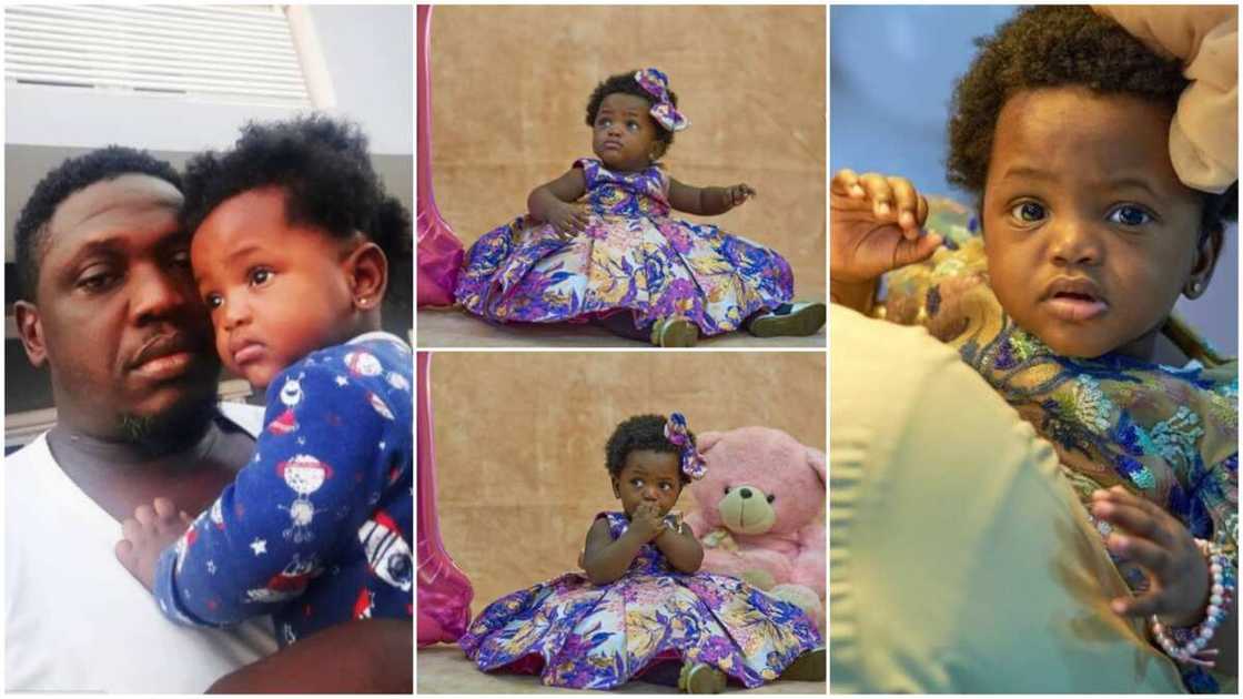 The daughter was well dressed for her photoshoot. The daughter was well dressed for her photoshoot.