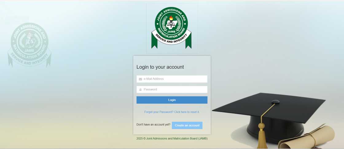 JAMB E-facility portal log in