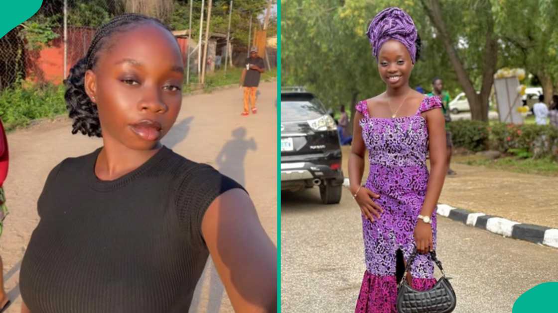 Lady wears simplified version of her mother's wedding dress for her school costume day Lady wears simplified version of her mother's wedding dress for her school costume day