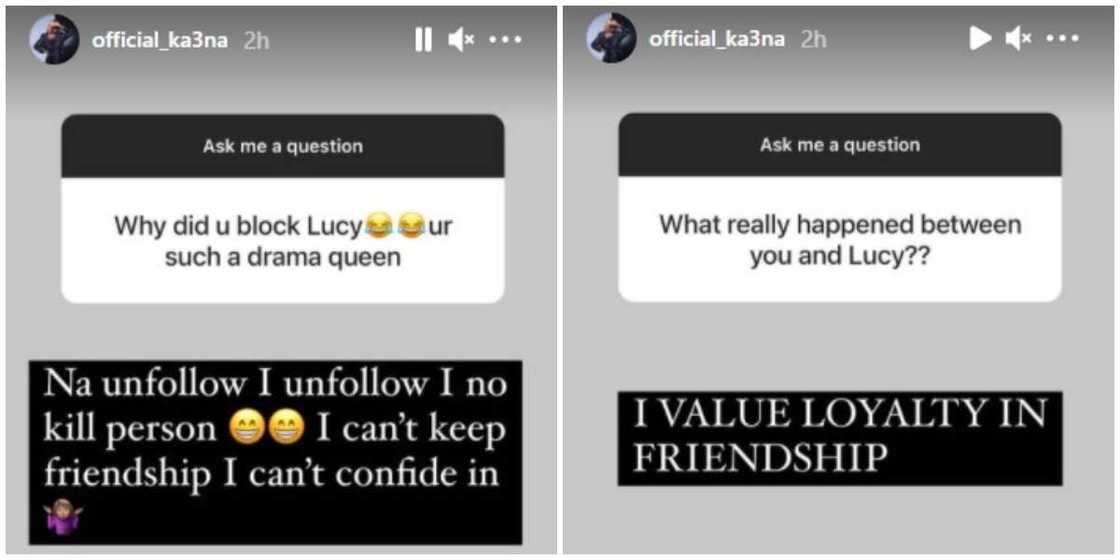BBNaija drama: Ka3na opens up on why she fell out with former friend Lucy BBNaija drama: Ka3na opens up on why she fell out with former friend Lucy