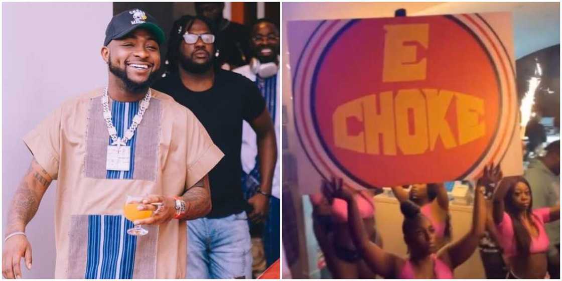E Choke: Davido Gives Funny Reaction as Americans Take on His Viral Slang E Choke: Davido Gives Funny Reaction as Americans Take on His Viral Slang