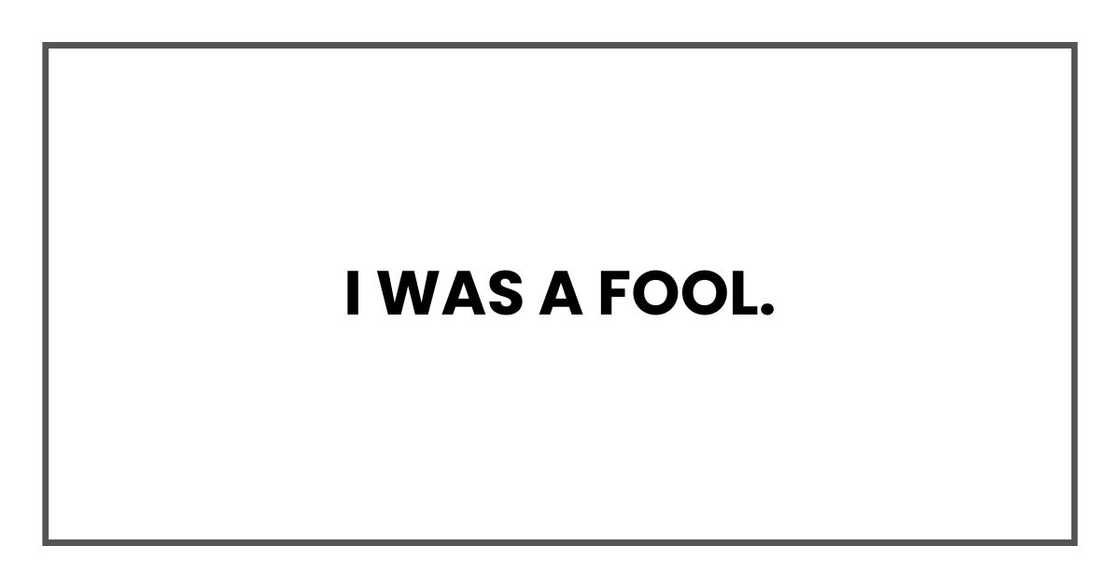 I was a fool. I was a fool.