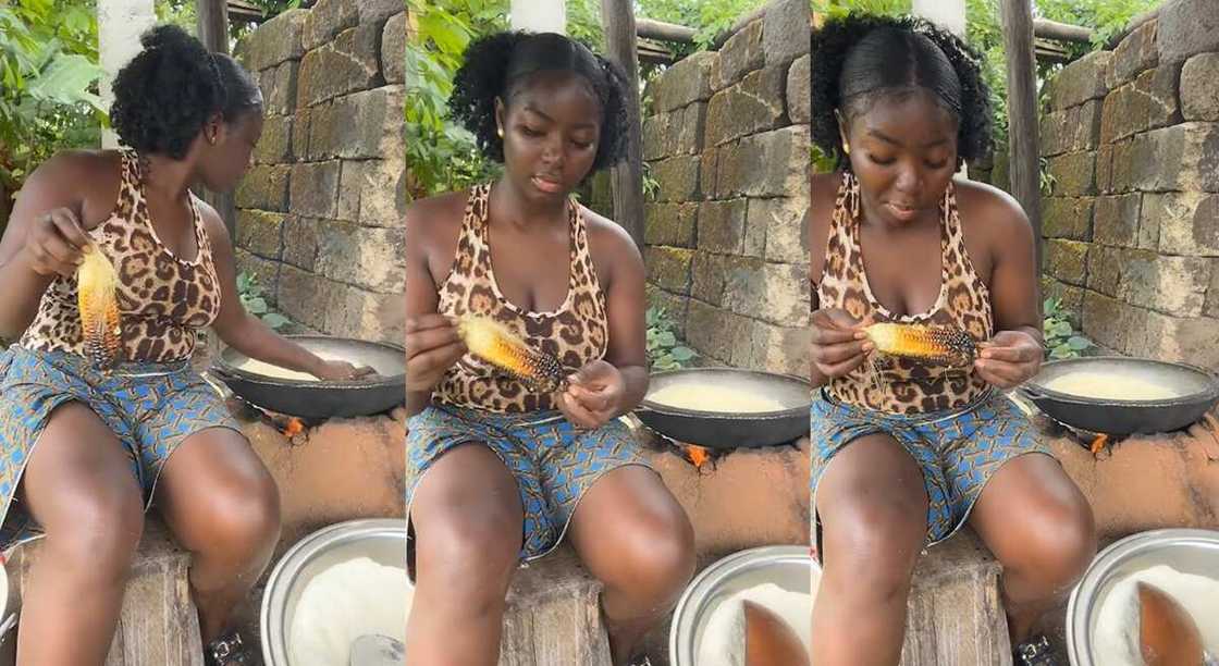 Photos of a Nigerian lady who is always frying garri.