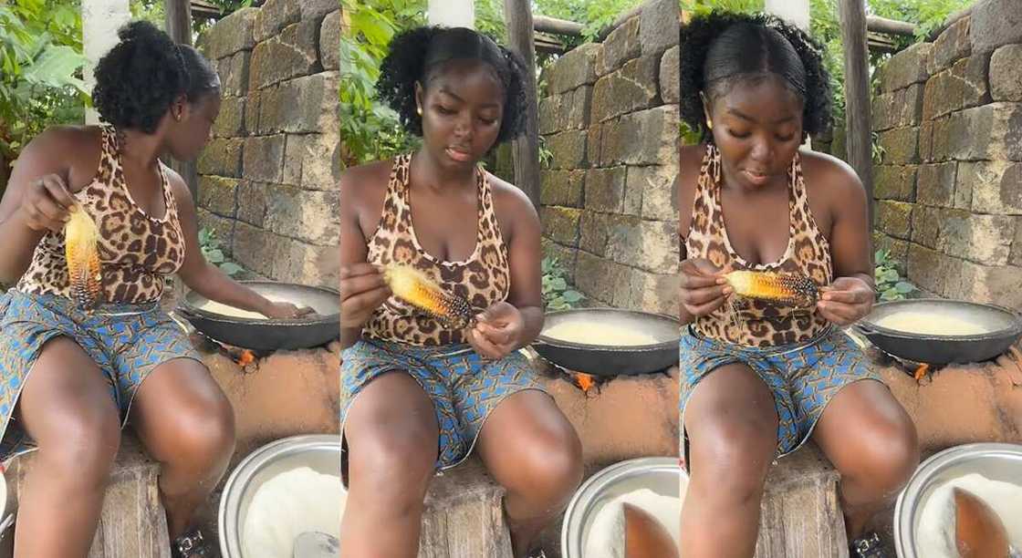 Photos of a Nigerian lady who is always frying garri. Photos of a Nigerian lady who is always frying garri.