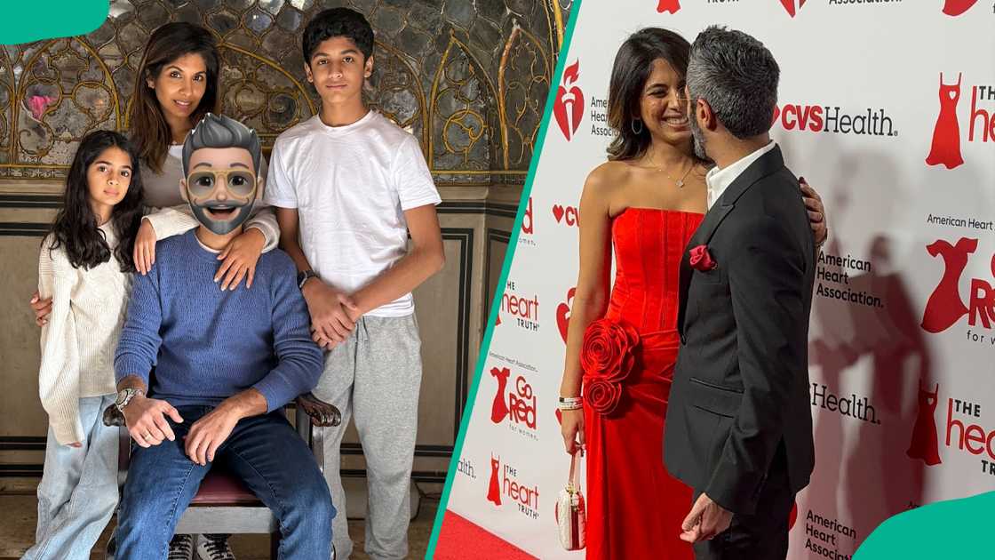 Sheena takes pictures with her spouse and kids