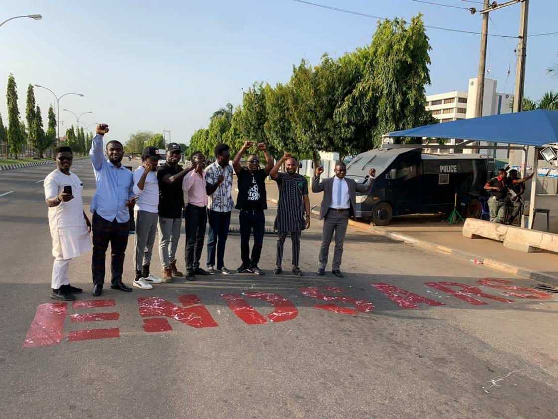 Group holds peaceful protests at police headquarters in Abuja