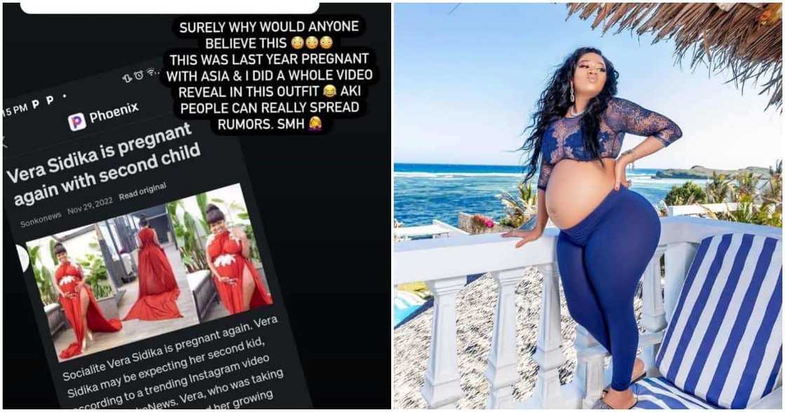 Vera Sidika addressed rumours that she is pregnant again. Photo: Vera Sidika.