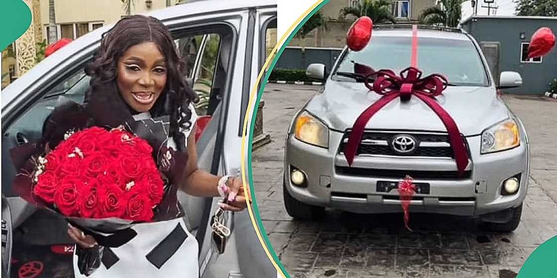 Lady shows off luxurious car