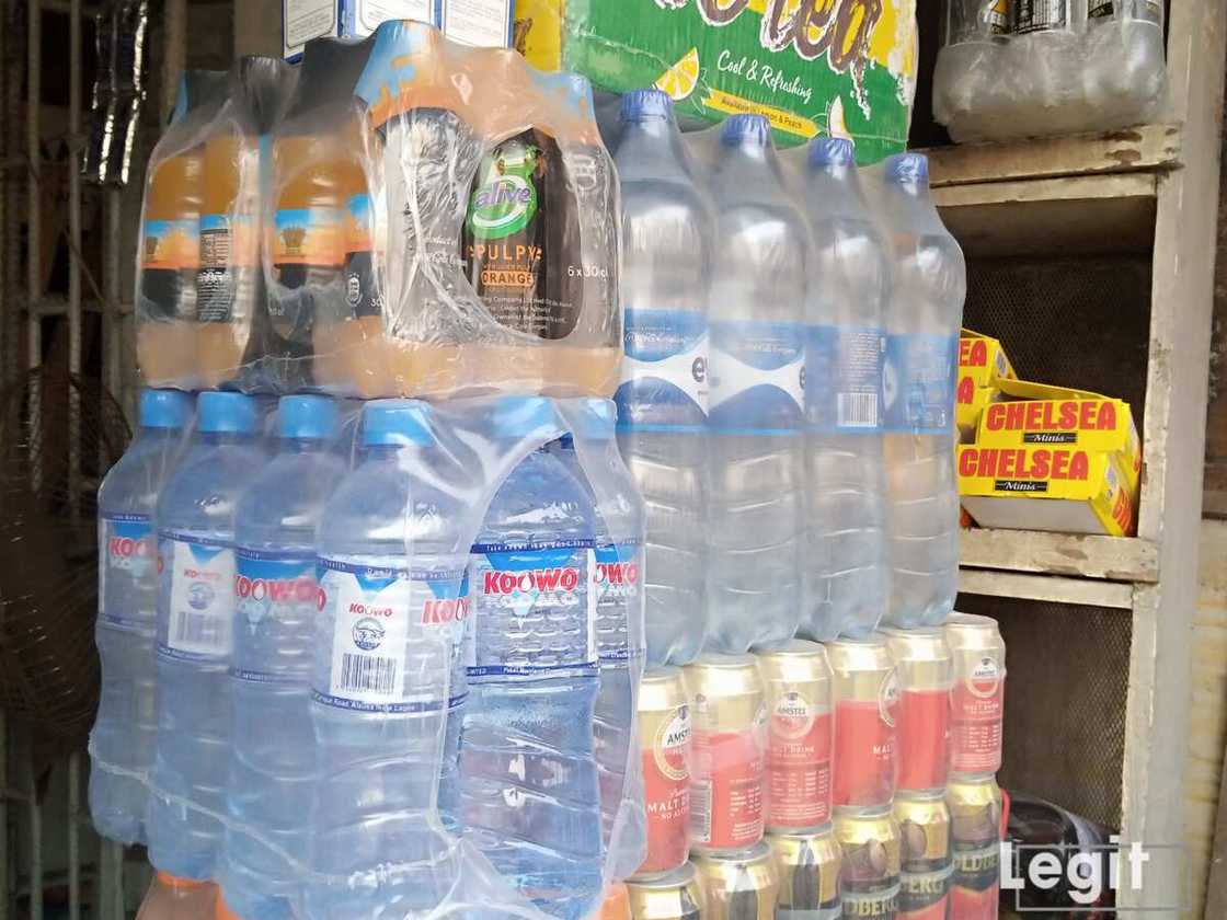 A pack of table water now sells from N550 as against its old price of N400 and N450. Photo credit: Esther Odili A pack of table water now sells from N550 as against its old price of N400 and N450. Photo credit: Esther Odili