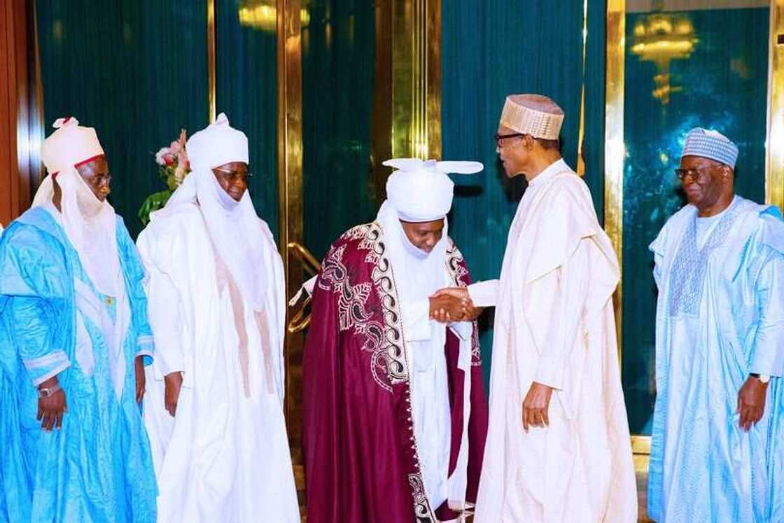 Newly-installed Emir of Dutse, Alhaji Muhammad Hamim Nuhu Sunusi, President Muhammadu Buhari Newly-installed Emir of Dutse, Alhaji Muhammad Hamim Nuhu Sunusi, President Muhammadu Buhari