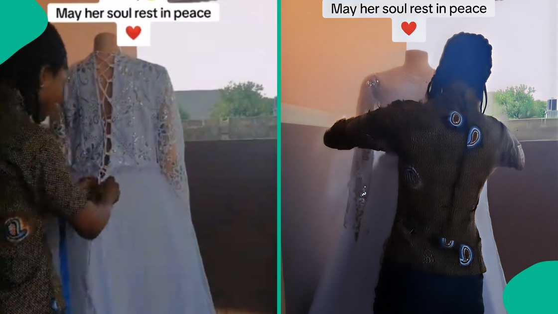 Video shows wedding gown that fashion designer made for dead woman