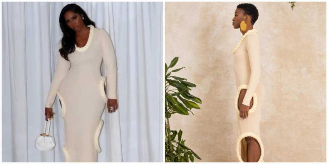 Photos of singer Tiwa Savage and a model. Photos of singer Tiwa Savage and a model.