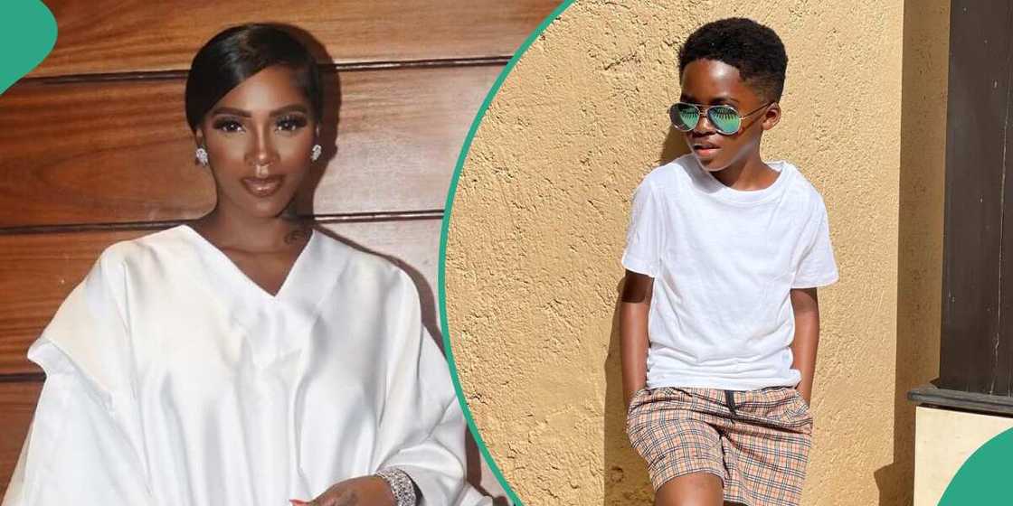 Tiwa Savage's chat with son. Tiwa Savage's chat with son.