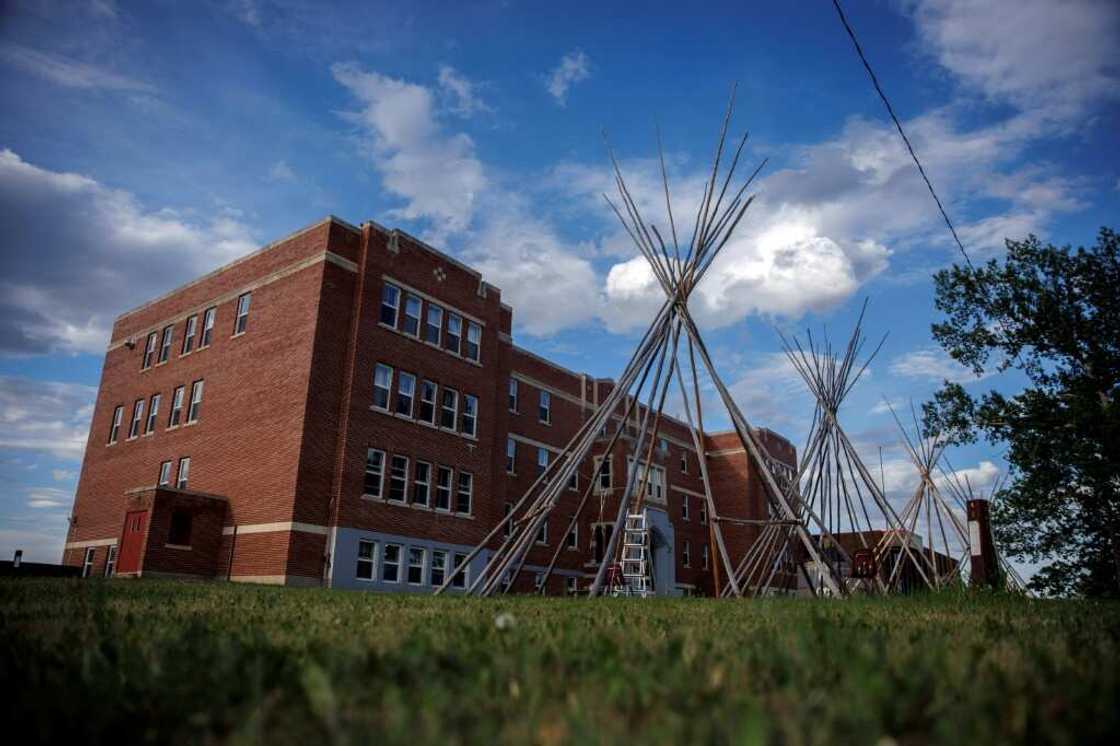 Skeletal poles of teepees outside the University nuhelt'ine tahiyots'i nistameyimakanak Blue Quills in St. Paul, Alberta Skeletal poles of teepees outside the University nuhelt'ine tahiyots'i nistameyimakanak Blue Quills in St. Paul, Alberta