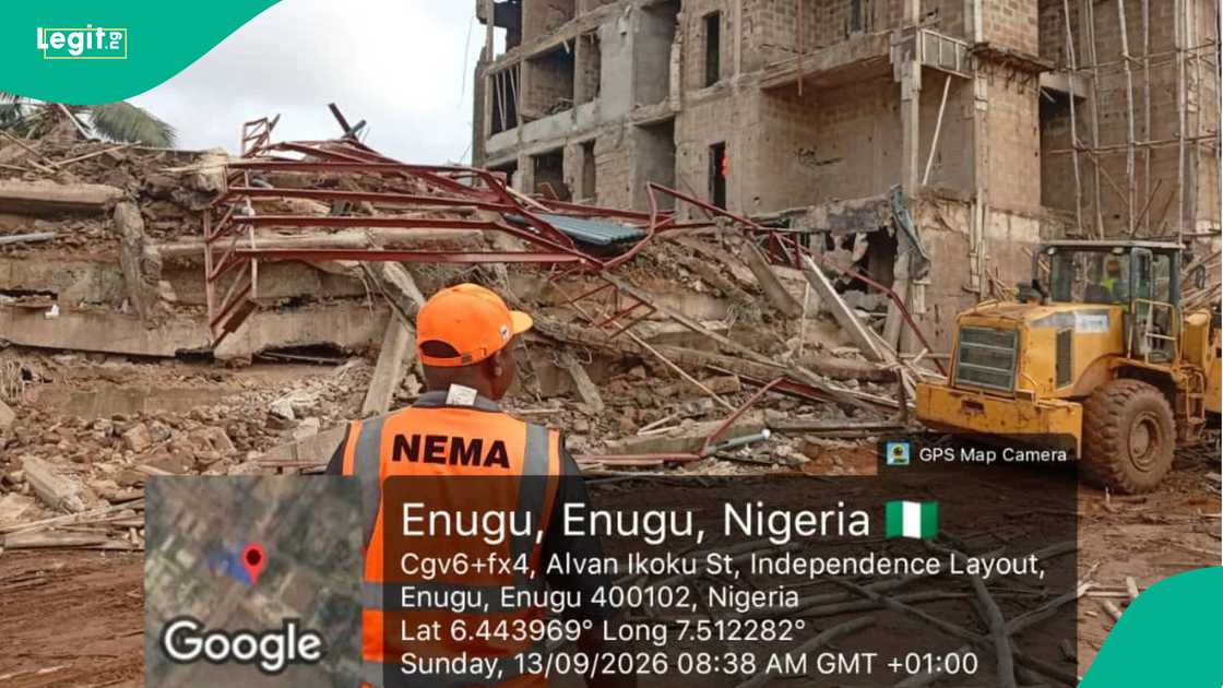 NEMA officials lead urgent rescue efforts after the Independence Layout building collapse leaves victims trapped. NEMA officials lead urgent rescue efforts after the Independence Layout building collapse leaves victims trapped.