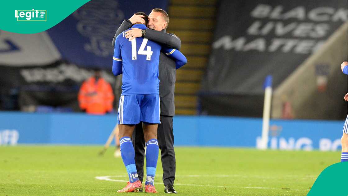 Kelechi Iheanacho, Brendan Rodgers, Leicester City, Crystal Palace, King Power Stadium, Leicester, England. Kelechi Iheanacho, Brendan Rodgers, Leicester City, Crystal Palace, King Power Stadium, Leicester, England.