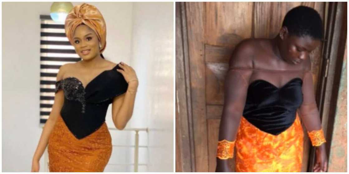 Photos of what a lady wanted and what her tailor delivered. Photos of what a lady wanted and what her tailor delivered.