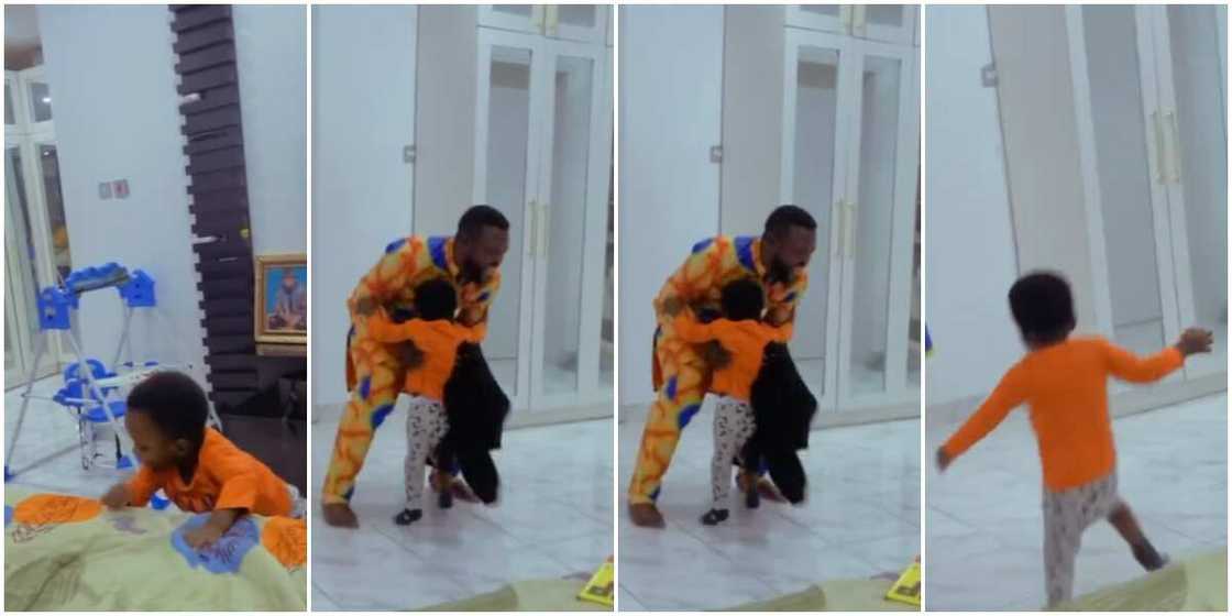 Ire runs into his father's arms Ire runs into his father's arms