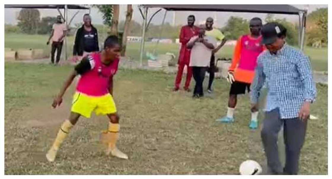 Shehu Sani playing football Shehu Sani playing football