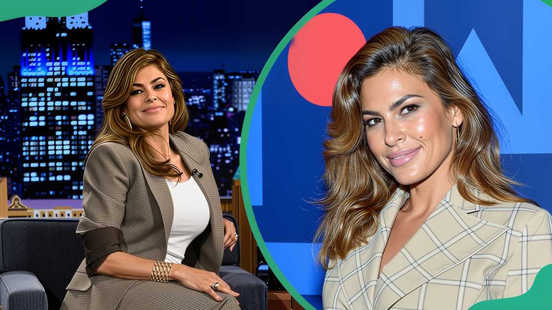 Eva Mendes during an interview and in New York