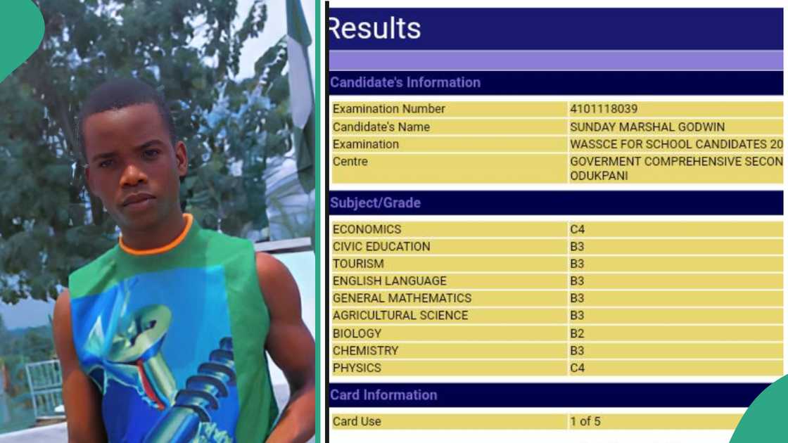 Boy's WAEC result trends online.