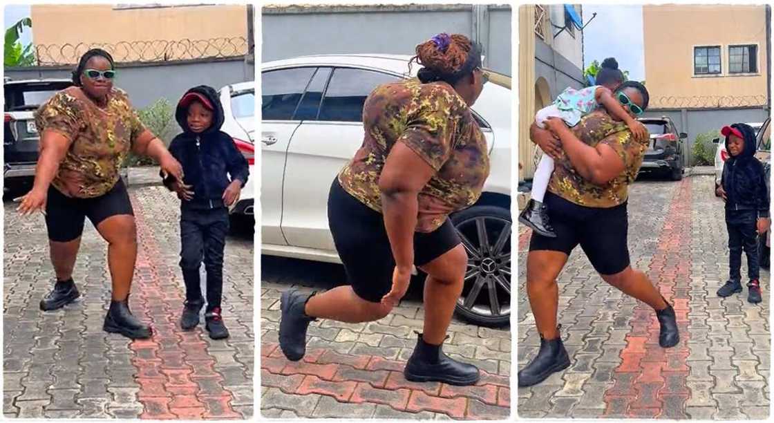 Nigerian woman jumps on Kizz Daniels bodyguard challenge.