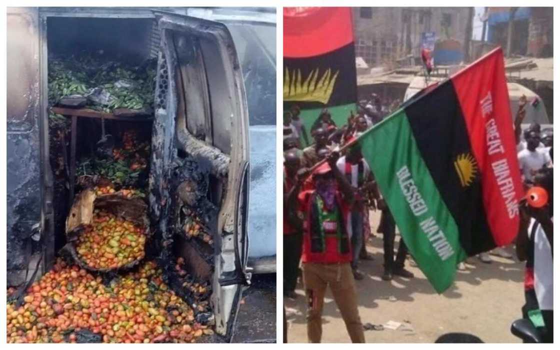 Dokar hana fita ta IPOB: Batagari sun bankawa motar kayan miya wuta a Enugu