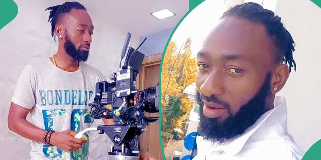 Lanre Afod on a movie set Lanre Afod on a movie set