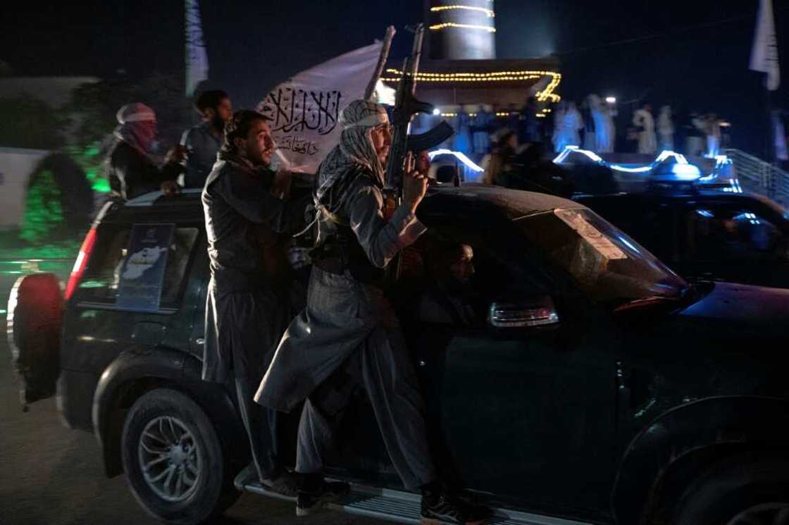 Taliban fighters celebrate the first anniversary of the US troop withdrawal from Afghanistan in the streets of Kabul Taliban fighters celebrate the first anniversary of the US troop withdrawal from Afghanistan in the streets of Kabul
