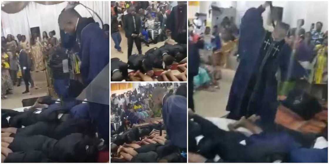 Outrage trail video of pastors flogging male and female church members on altar with belts Outrage trail video of pastors flogging male and female church members on altar with belts