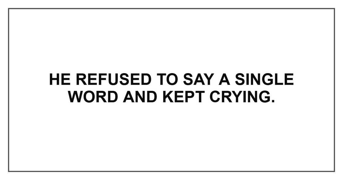 He refused to say a single word and kept crying. He refused to say a single word and kept crying.
