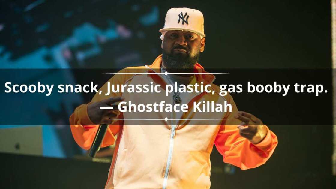 Ghostface posing for a photo while holding a microphone. Ghostface posing for a photo while holding a microphone.
