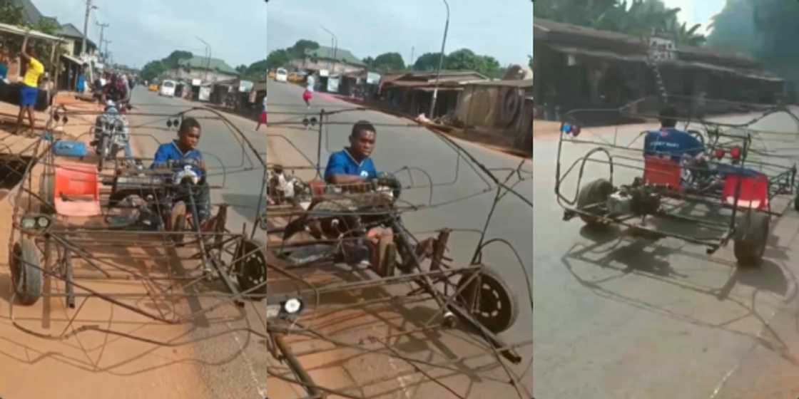 “Brilliant Creativity”: Young Man Builds Amazing Local Car With Condemned Iron, Drives it in Viral Video