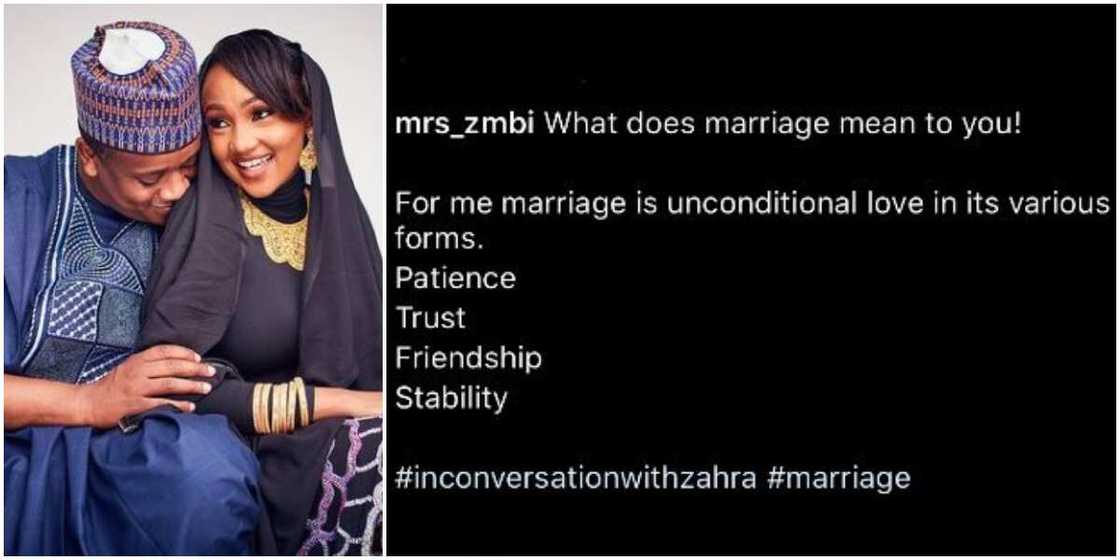 Zahra Buhari speaks on marriage. Zahra Buhari speaks on marriage.