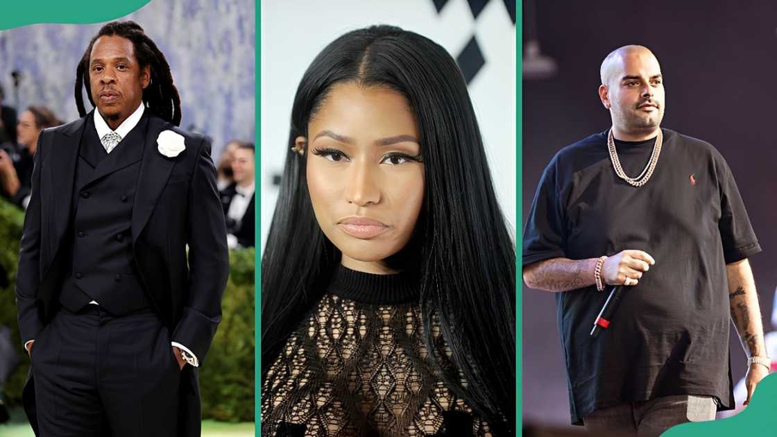 American rappers Jay-Z, Nicki Minaj, and Berner