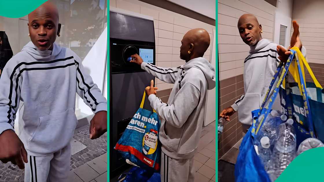 Nigerian man earns money by recycling plastic water bottles in Europe Nigerian man earns money by recycling plastic water bottles in Europe